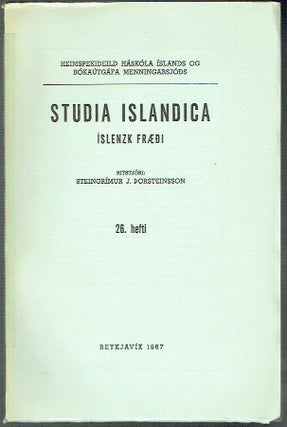 Item #018670 Studia Islandica vol 26 : Um Kjalnesinga Sögu - Nokkrar Athuganir. Helgi...