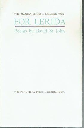 Item #019534 For Lerida - The Manila Series Number Two. David St. John