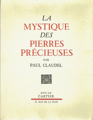 Item #019799 La Mystique des Pierres Précieuses. Paul Claudel