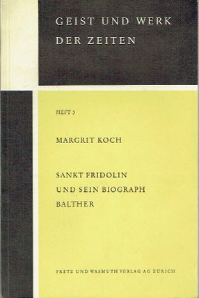 Item #020260 Sankt Fridolin Und Sein Biograph Balther - Irische Heilige in der Literarischen...