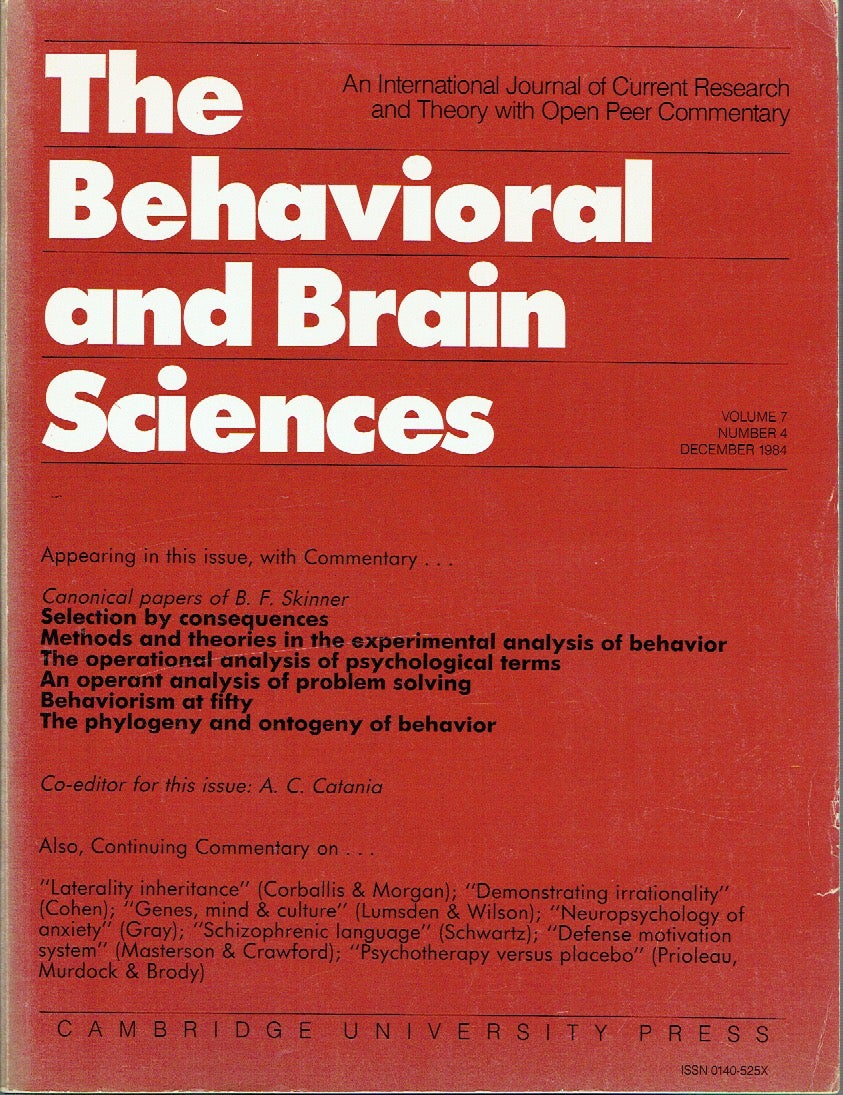 The Behavioral And Brain Sciences: Canonical Papers Of B. F. Skinner ...