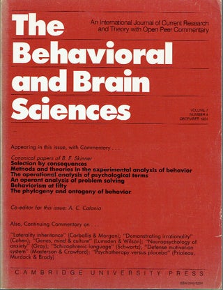 Item #020539 The Behavioral And Brain Sciences: Canonical Papers of B. F. Skinner - Volume 7,...