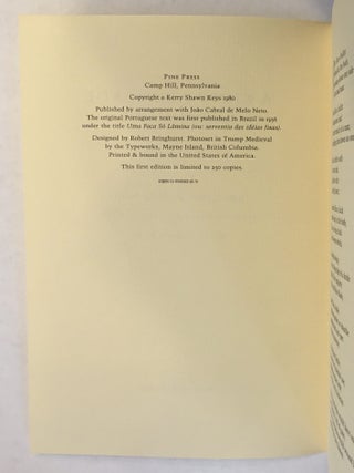 Item #023378 A Knife All Blade or: Usefullness of Fixed Ideas. Joao Cabral de Melo Neto, Kerry...