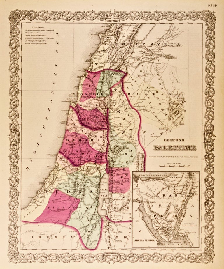 Item #418529 Johnson's Palestine [Map of] [Middle East]. Johnson and Ward.