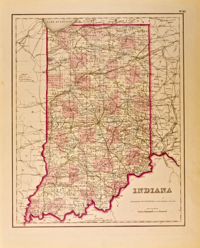 Item #418540 Indiana [Map of]. J. H. Colton.