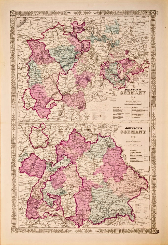 Item #418571 Johnson's Germany No. 2 [and] Johnson's German No. 3 [Map of]. Johnson and Ward.