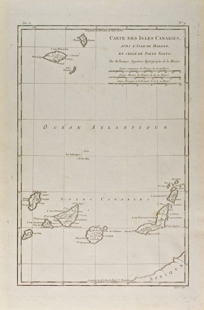 Item #418681 Carte des Isles Canaries, avec l'Isle de Madere, et celle de Porto Santo [Carte de]. Rigobert Bonne.