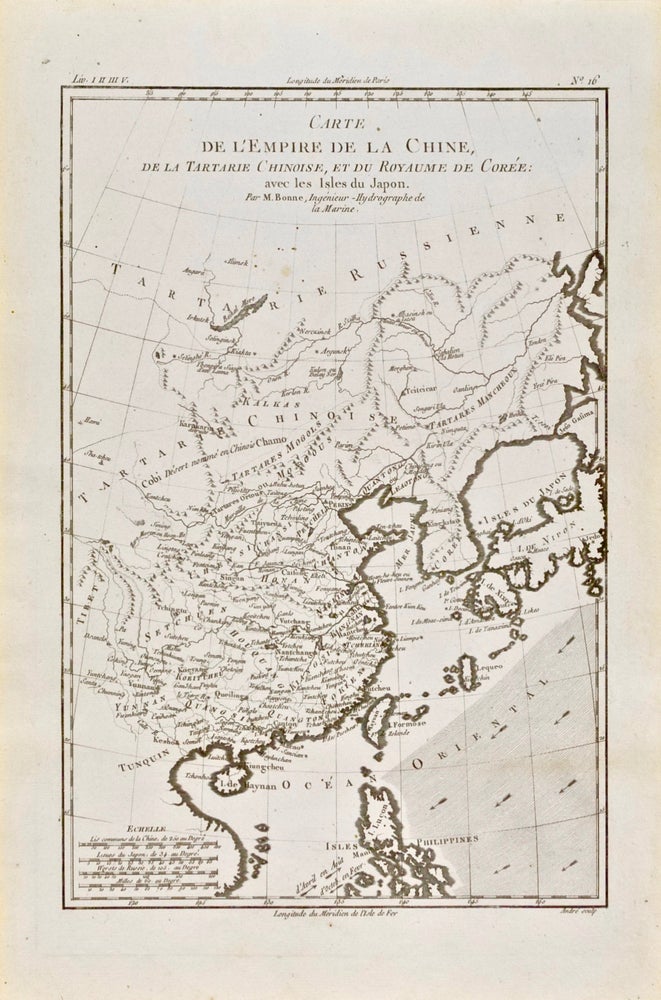 Item #418706 Carte de l'Empire de la Chine, de la Tartarie Chinoise, et du Royaume de Corée: avec les Isles du Japon. Rigobert Bonne.
